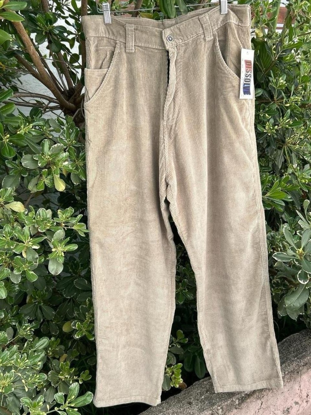Vintage 1990s Dissolve America Corduroy Pants XL NWT 36x31 Beige Straight Leg